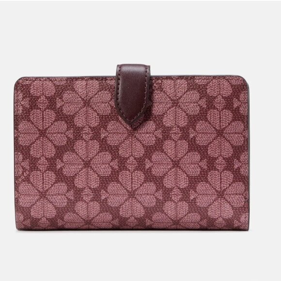 New Kate Spade Signature Spade Flower Medium Compact Bifold Wallet Grenache - Picture 3 of 3